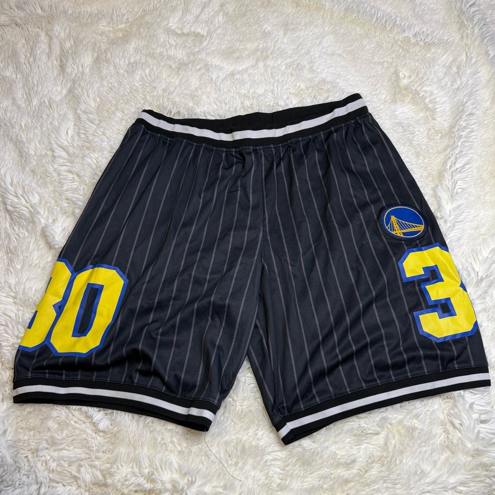 NBA mens golden state warriors Striped mesh basketball Shorts large no liner